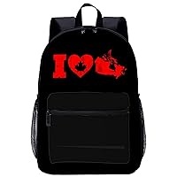 I Love Canada Map Laptop Backpack for Men Women 17 Inch Travel Daypack Lightweight Shoulder Bag