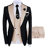 3 Pcs Men Suits One Button (Blazer+Pants+Vest) Wedding Grooms Tuxedo