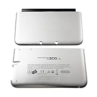 Original for 3DSXL Extra Housing Case A/E Face Shells 2 PCS Silver Grey Replacement, for 3DS XL/LL 3DSLL Handheld Game Consoles, New Gray US Edition Custom DIY Top/Bottom Covers Plates