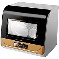 Complete Portable Countertop Dishwasher with 5-Liter Built-in Water Tank, 5 Programs, Baby Care, Glass & Fruit Wash No Installation of Small Kitchen Dishwashing Machine (Gold)