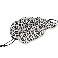 ALAZA Memory Foam Travel Pillow with Snap Clip Gray Leopard Print Animal Skin Neck Pillow for Airplane Travel Kit, Soft Comfortable and Washable