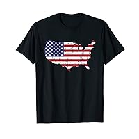 USA Patriotic American Flag American Pride Map 4th of July T-Shirt