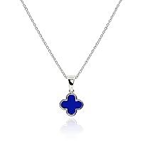 Dainty Four Leaf Clover Necklace for Women 18K Gold Plated Royal Blue Navy Lucky Clover Pendant Charm Nacre Jewelry Christmas Gifts for Mom [CVN-B-S]