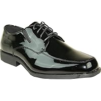 VANGELO Men Tuxedo Shoe TUX-7 Fashion Moc Toe with Wrinkle Free Material Black Patent