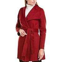 TAHARI Women's Deep Red Belted Wool Coat Jacket S