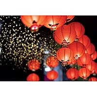 5x3ft Festive New Year Backdrop for Photography Chinese Style Red Lantern Gold Spots Photo Background 2024 New Year Eve Party Decor Celebration Kids Adults Portrait Photo Studio Props