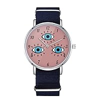 Evil Eye Legend Nylon Watch for Men and Women, Spiritual Protection Theme Unisex Wristwatch, Apotropaic Magic Lover Gift Idea