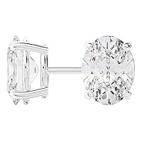 14k White Gold Oval Shape Diamond Stud Earrings 2 Carats