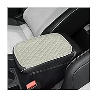 8sanlione Auto Center Console Pad, PU Leather Car Center Console Box Cushion, Non Slip Soft Armrest Seat Box Cover, Waterproof Vehicle Armrest Protector, Car Accessories for SUV Truck (White)