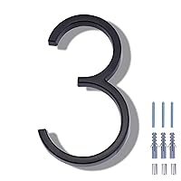 5 Inch Floating House Number 3, VONDERSO Black Metal Modern Outdoor Address Sign for Yard Street and Mailbox, Zinc Alloy Solid Address Numbers and Letters with Exquisite Drawing Process