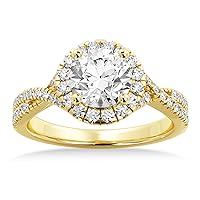Lab Grown Diamond Halo Engagement Ring Setting 18k Yellow Gold (0.47ct)