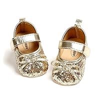 Meckior Infant Baby Girls Soft Sole Bowknot Princess Wedding Dress Mary Jane Flats Prewalker Newborn Light Baby Sneaker Shoes