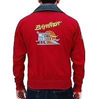 Mens Beach Wear David Lifeguard Red Cotton Bomber Jacket