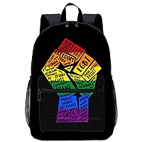 LGBT Pride Fist 17 Inch Laptop Backpack Large Capacity Daypack Travel Shoulder Bag for Men&Women