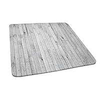 Grey and White Square fitted tablecloth, Vertical Lines Wooden Board Background Black and White Tone Vintage Planks Picture, Elastic edge, for catering and kitchen, Fit for 24