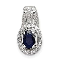 925 Sterling Silver Polished Rhodium Plated White Topaz and Sapphire Pendant Necklace Jewelry for Women