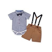 Baby Boys Gentleman Outfits Infant Clothing Suits Shirts + Bow Ties + Suspenders Pants Set
