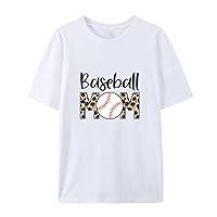 Graphic Tees for Women Summer 2024 Baseball Mom Shirts Gifts Mother's Day Short Sleeve Crewneck Basic T Shirts Loose Fit