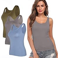 Camisoles for Women with Built in Bra,Basic Yoga Top Layering Tank Top Padded Bra Undershirt(S-3XL)