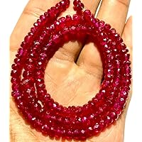 Natural Ruby RONDELLE Faceted Beads 4x5-6mm 18 inch Long String Jewelry Making Gemstone Beads for Necklace Bracelet