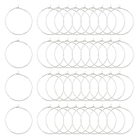 UNICRAFTALE 100pcs 30mm Beading Hoop Earring Wine Glass Charm Rings Stainless Steel Hoop Earring Findings Metal Earring Ring for DIY Jewelry Making