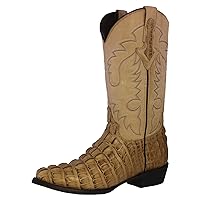 Texas Legacy Mens Sand Western Leather Cowboy Boots Crocodile Tail Print J Toe