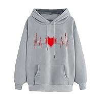 Womens Hoodies Casual Crew Neck Printed Hooded T Shirt Loose Tunic Blouse Tops Workout Hoodies for Teenage Guys
