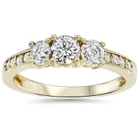 P3 POMPEII3 1ct 3 Stone Diamond Engagement Ring 14K Yellow Gold