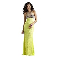Neon Yellow Halter Long Formal and Prom Dress 2336