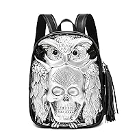 3D Skull Backpack,3D Skull Owl Small Backpack