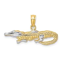 14K Yellow Gold and Rhodium-Plating 2-D Alligator Pendant