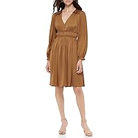 Tommy Hilfiger Women's Fit and Flare Woven Long Sleeve V-neck Dress