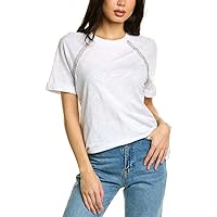 Cinq à Sept Women's Railroad Embellished Bree Tee, White, Small