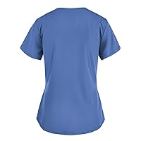 Women Short Sleeve Tops Love Print Loose Fit Long Blouse for Women V Neck Work Scrub Fall Summer Shirts 2024
