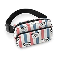 Pandas Head Fanny Pack Adjustable Bum Bag Crossbody Double Layer Waist Bag for Halloween