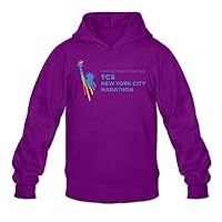 Men's 2016 TCS New York City Marathon 100% Cotton Long Sleeve Hoodies Sweater Purple Size XL