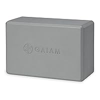 Gaiam Yoga Block - Supportive Latex-Free Eva Foam - Soft Non-Slip Surface with Beveled Edges for Yoga, Pilates, Meditation - Yoga Accessories for Stability, Balance, Deepen Stretches (Folkstone Grey)