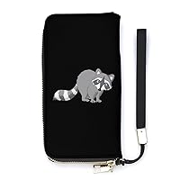 Little Gray Raccoon Cute Wallet Long Wristlet Purse Credit Card Holder Cell Phone Purse Elegant Clutch Handbag for Women