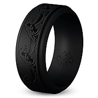 Knot Theory Silicone Ring for Men – Mountain, Waves, Forest Engraving - 8mm Bandwidth Breathable Comfort Fit