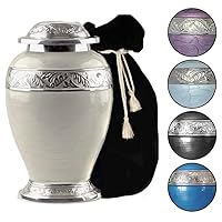 Pearl White Urn for Human Ashes, Matching Keepsake Urns Available, Several Color Choices, Adult Memorial Urns for Mom, Urns for Dad, Husband or Wife, Funeral Cremation Urn