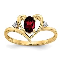 14k Yellow Gold Oval Polished Prong set Open back Diamond and Garnet Ring Size 7.00 Jewelry for Women