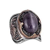 KAMBO 925 Solid Sterling Silver Ring For Men, Islamıc Silver Ring, Natural Gemstone Ring, Unique Ring