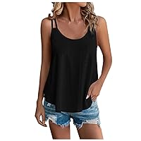 Tank Top for Women Loose Hollowed Out Sleeveless Cami Basic Eyelet Embroidery Crewneck Camisole Casual Flowy Shirts