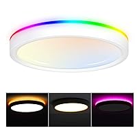 CLOUDY BAY 8 Inch LED Smart Ceiling Light,Flush Mount Ceiling Fixture,15W 2700-6500K CCT,2W RGB,Compatible with Alexa and Google Home Assistant