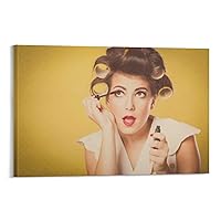 Posters Beauty Salon Poster Women Eyelashes Makeup Feature Curly Hairstyle Beauty Salon Salon Decoration Wal Canvas Painting Posters And Prints Wall Art Pictures for Living Room Bedroom Decor 16x24in