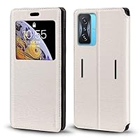 for Xiaomi Redmi K50 Gaming Case, Wood Grain Leather Case with Card Holder and Window, Magnetic Flip Cover for Xiaomi Redmi K50 Gaming AMG F1 (6.67”)