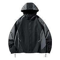 Mens Lightweight Jackets Big And Tall Waterproof Rain Jacket Soft Shell Coat For Hiking Travel Hooded Windbreaker