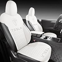 INCH EMPIRE Full Set Seat Cover for Tesla Model 3 2017-2023 Ultra Thin Custom Fit Aviation-Grade Suede Synthetic Leather Protector Summer Cool Winter Warm (Model 3 White)