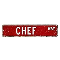 Chef Vintage Metal Sign Chef Gift Sign Work Metal Wall Art Plaque Custom Street Sign Profession Metal Plaque Rustic Decor for Porch Workshop Home Quality Metal Signs
