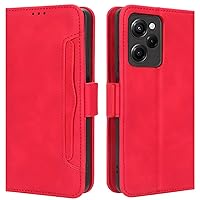 Xiaomi Poco X5 Pro Case, Magnetic Full Body Protection Shockproof Flip Leather Wallet Case Cover with Card Holder for Xiaomi Poco X5 Pro 5G Phone Case (Red)